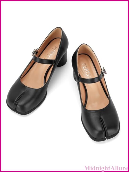 Shoes - Tabi Heels Split Toe Chunky Mary Jane Pumps 2.5-Inch Heel